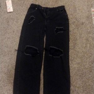 Shein wide-leg ripped black jeans